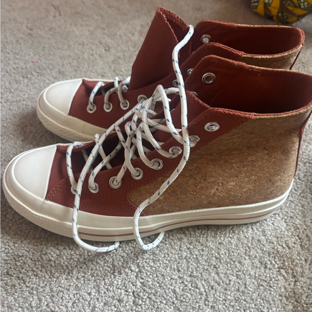 Converse Brown and White High-Top Sneakers